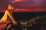 Gargoyle over Paris at night